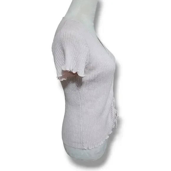 Fate Fitted Y2K Vibes Ribbed Pale Pink Top - Picture 2 of 5